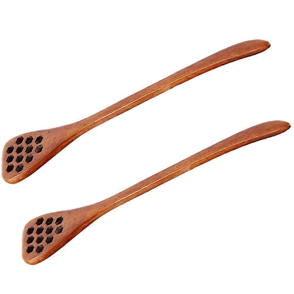 Natural Wooden Coffee Spoon with Long Handle for Coffee Use Brown Color 2 Pcs
