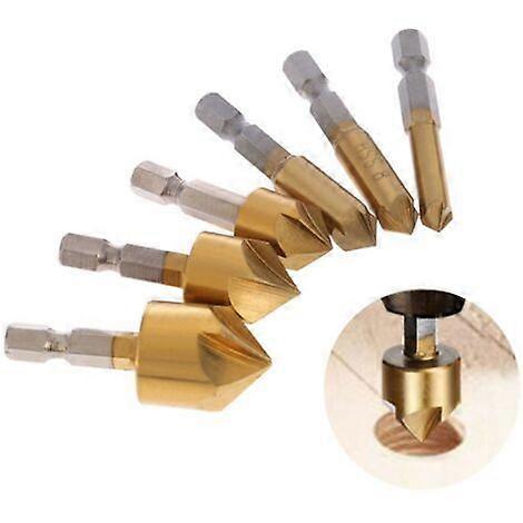 6-19mm Hex Shank Titanium Plated Five-Blade Chamfering Tool 90 Degree Chamfering