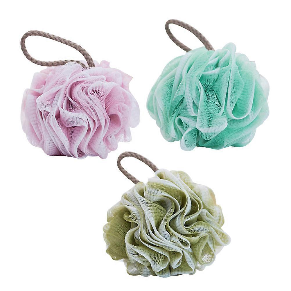 Bath Ball for Shower Use with Hanging Rope Portable Size and 3 Pieces Assorted Color
