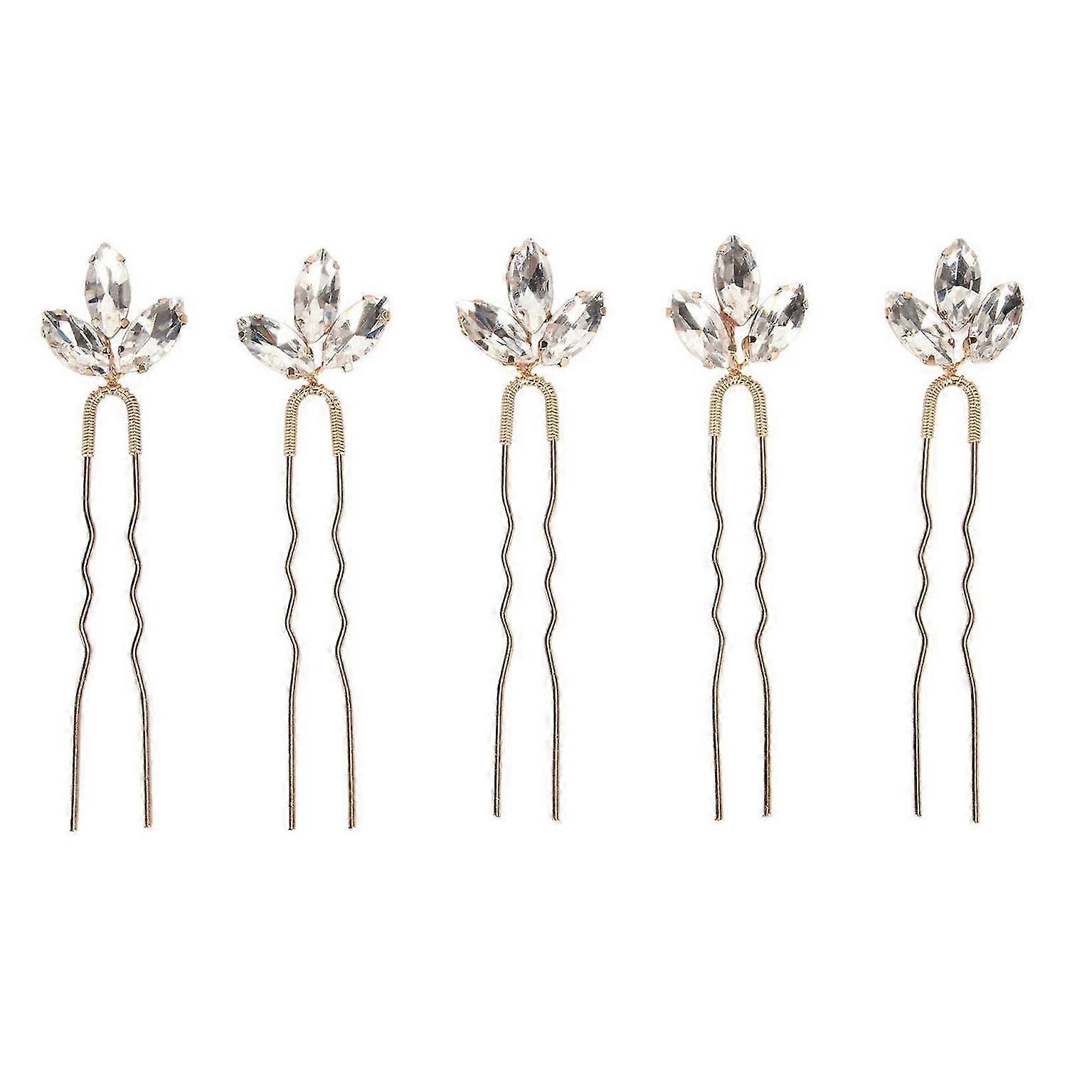 2025 أحدث موديل 5 قطع حجر الراين دبابيس الشعر الأبيض خمر دبابيس الشعر المتلألئة