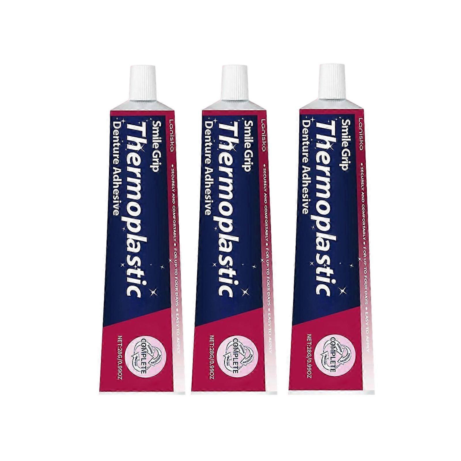 3X Thermoplastic Denture Adhesive, Refits and Tightens Loose Upper and Lower Dentures and Partials | Non-Glue Adhesive