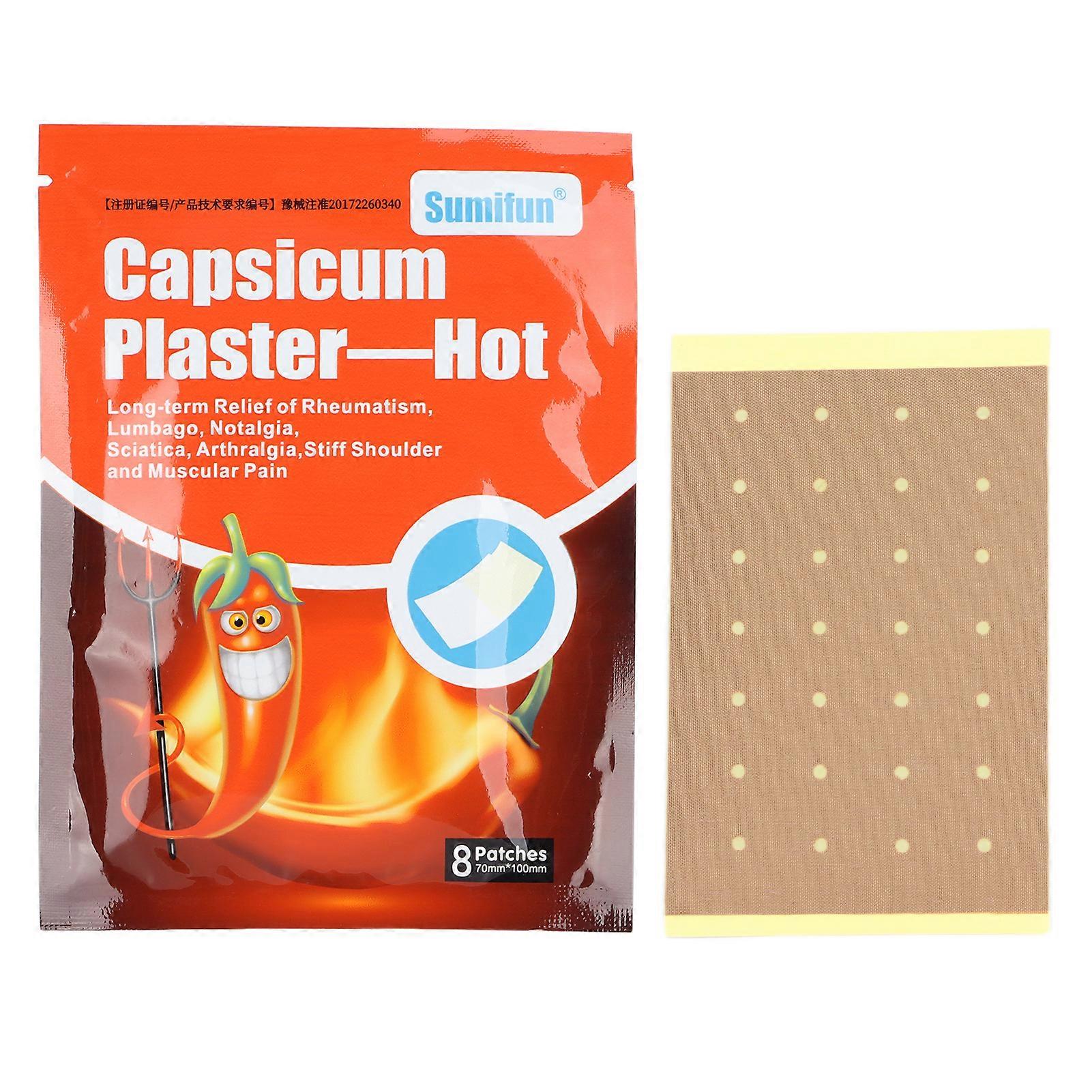 Sumifun 8 Pack Hot Chili Pain Relief Patches for Joints, Back, Shoulders, Arms and Muscles