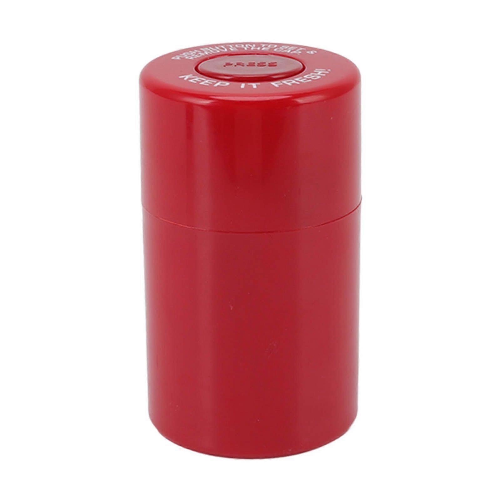 Round Plastic Airtight Stash Jar Smell Proof Tobacco Herb Storage Case Sealed Tank Container for Outdoor Travel Red