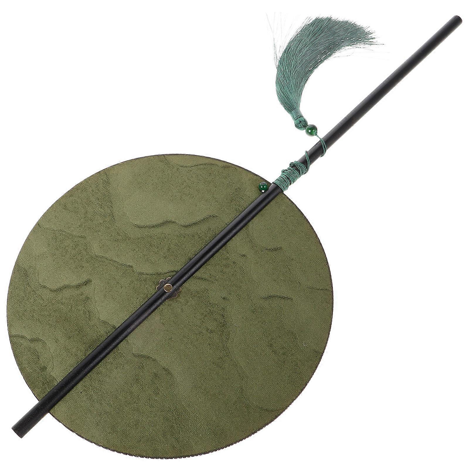 Traditional Round Fan Chinese Dancing Fan for Parties 4Pcs Set Green