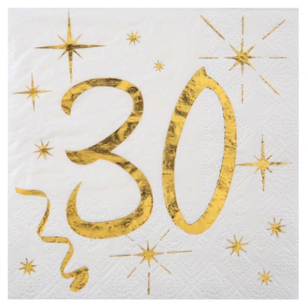 Age 30 Cocktail Gold Napkins x20