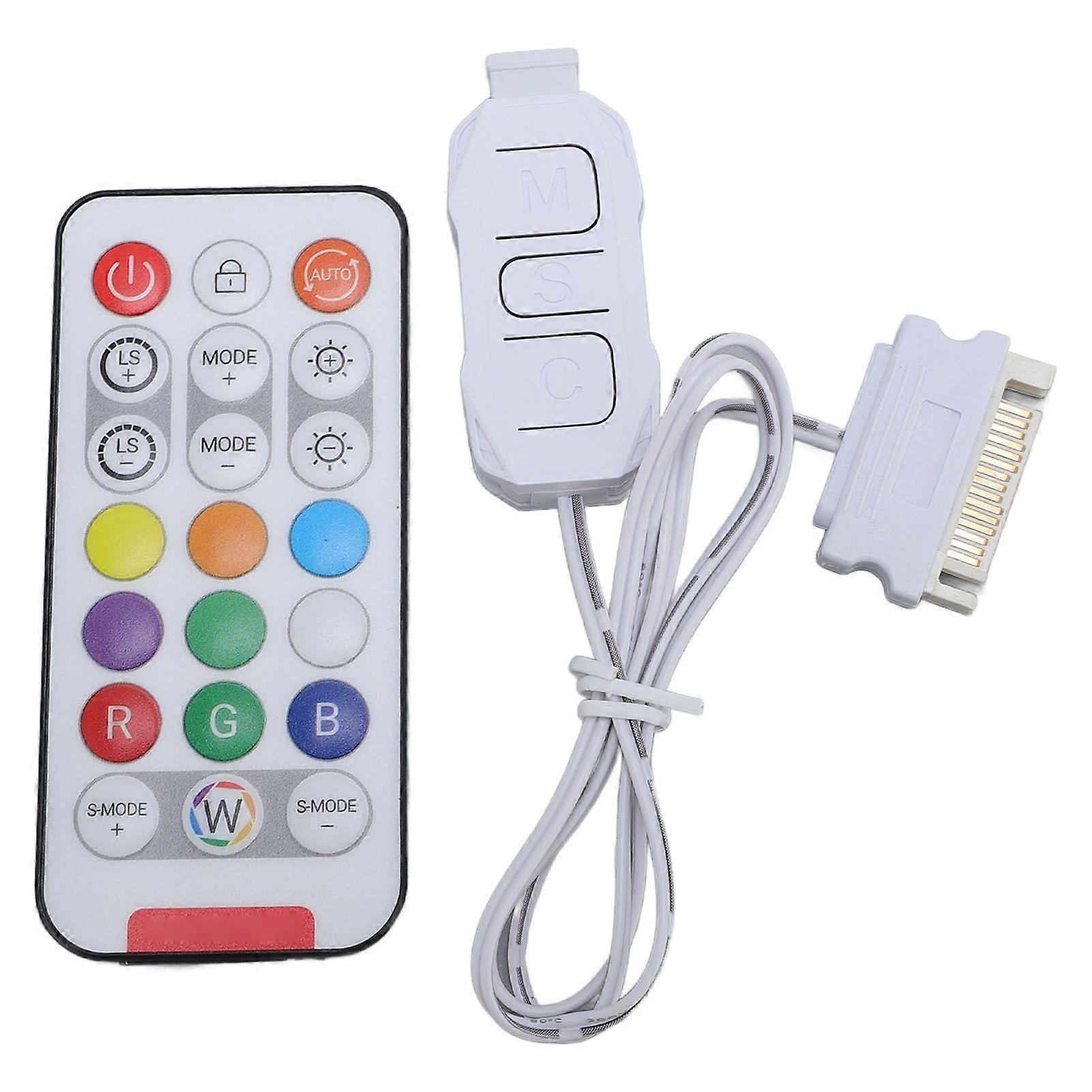 ARGB PC Fan Controller Kit 21 Keys Serial ATA Power Computer Fan Controller for 5V 3 Pin PC Rainbow LED Strip