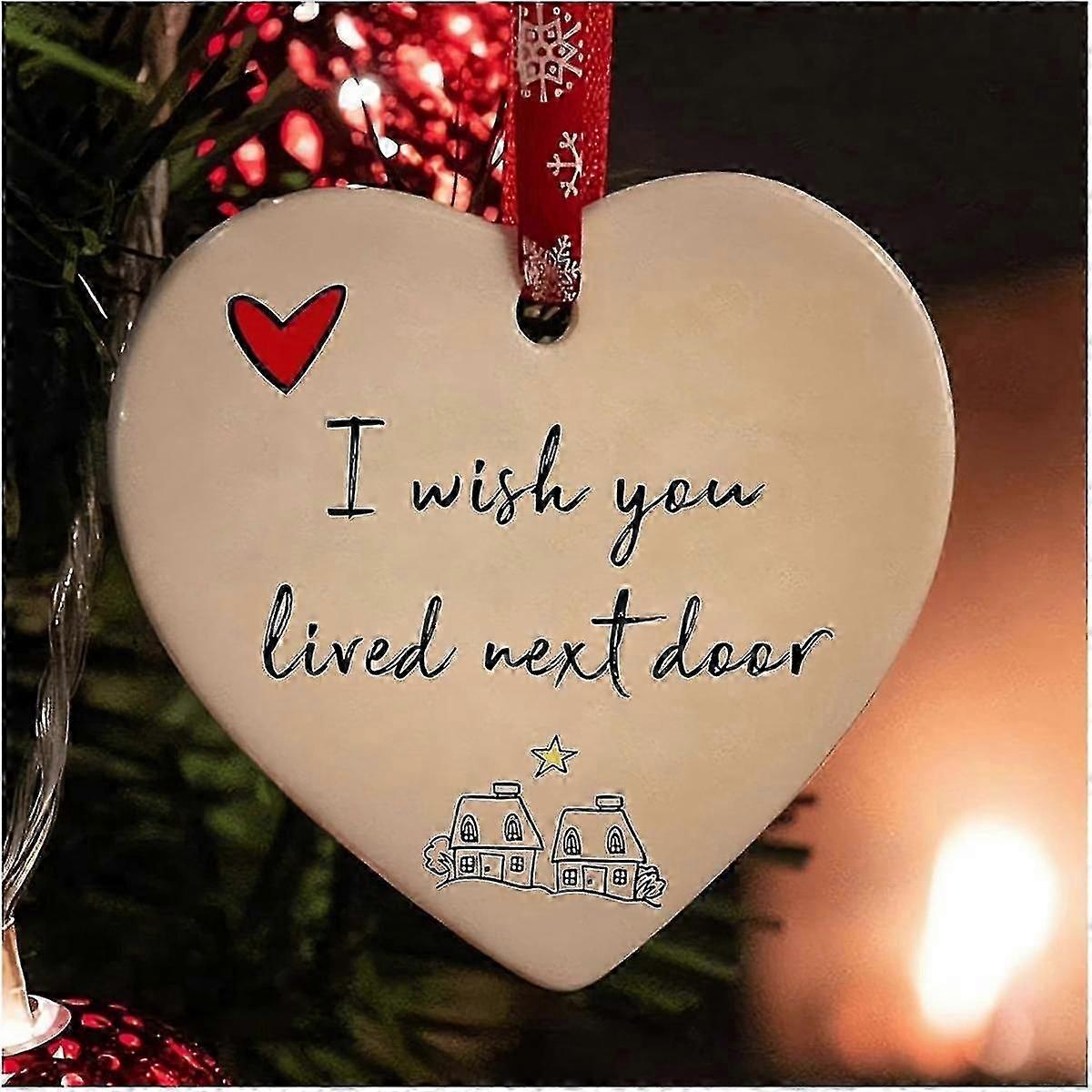 Christmas Decorations Heart Hanging Ornament Ceramics Ornament Decor Perfect For Friends Couples Ch