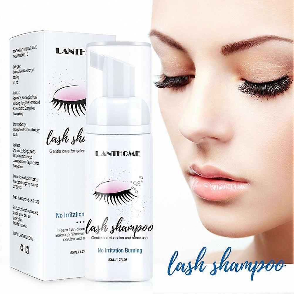 50ml Eyelash Extension Shampoo and Brush Lash Foaming Cleanser for Extensions and Natural Lashes