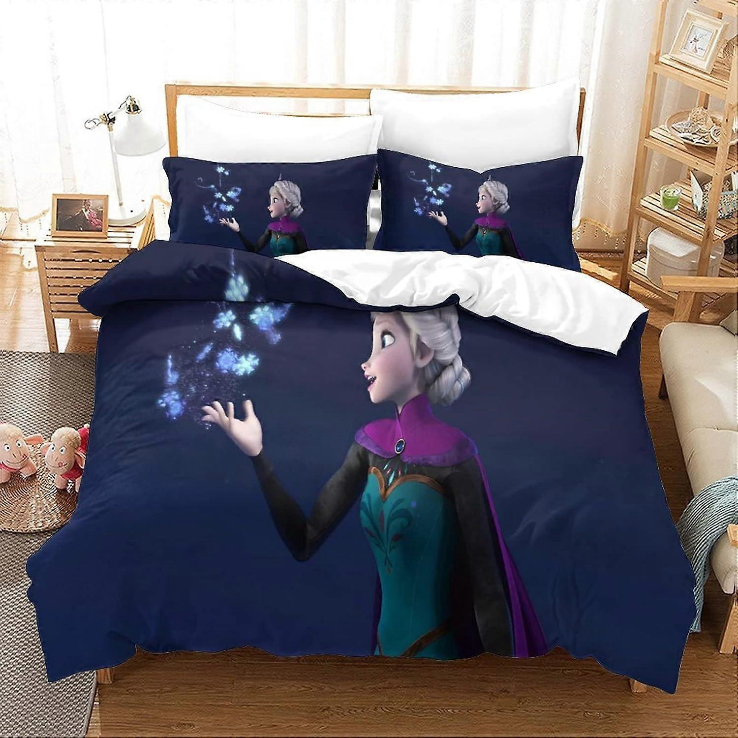 PIN1398 Double Bed Duvet Cover Set Frozen Printed Duvet Covers Double Size Bedding Sets With Zipper Closure Extra Soft Microfiber Easy Care Hypoallerg