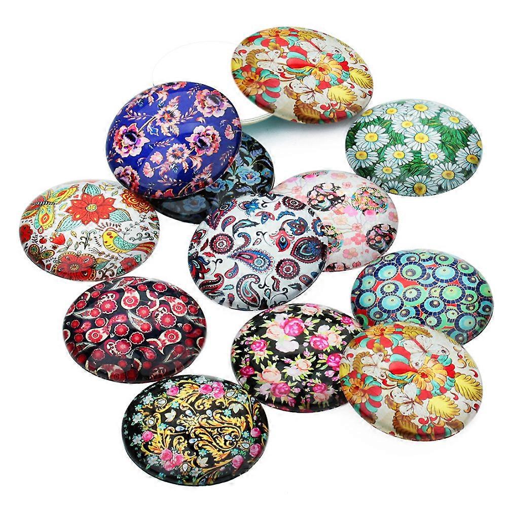 Floral Pattern Glass Gems for Pendant Creation 20Pcs Bag Assorted Colors