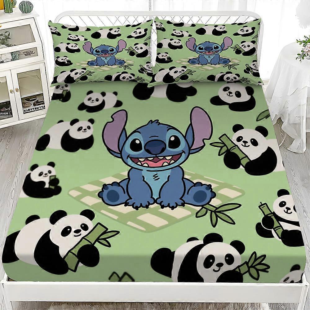 Stitch cartoon fitted sheet three-piece set