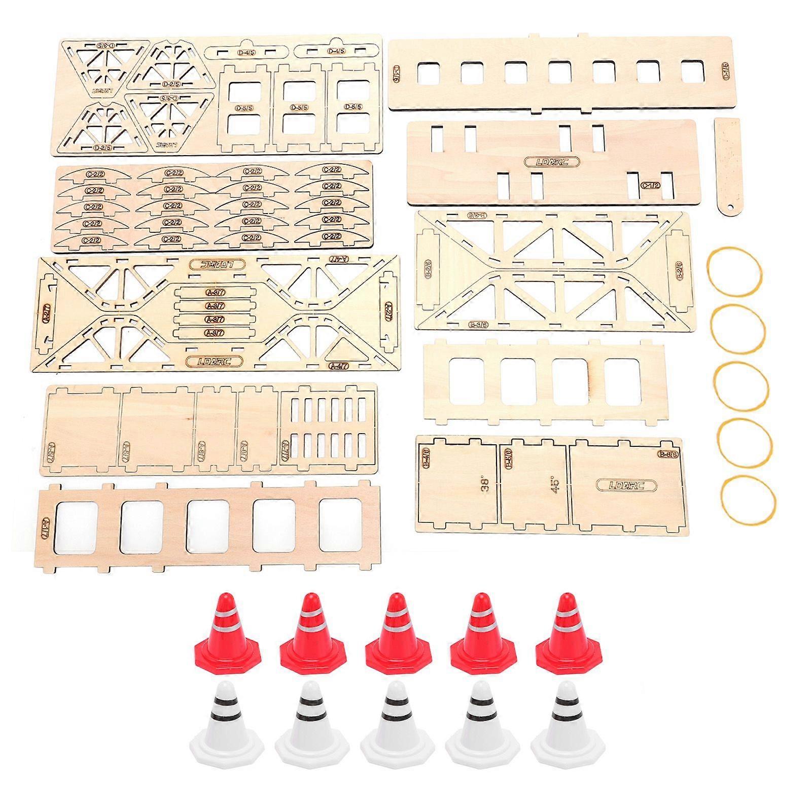 Wooden Road Block Set High Density Board Easy To Assemble Fit for LDRC X43 M58 1/43 Scale RC Crawler