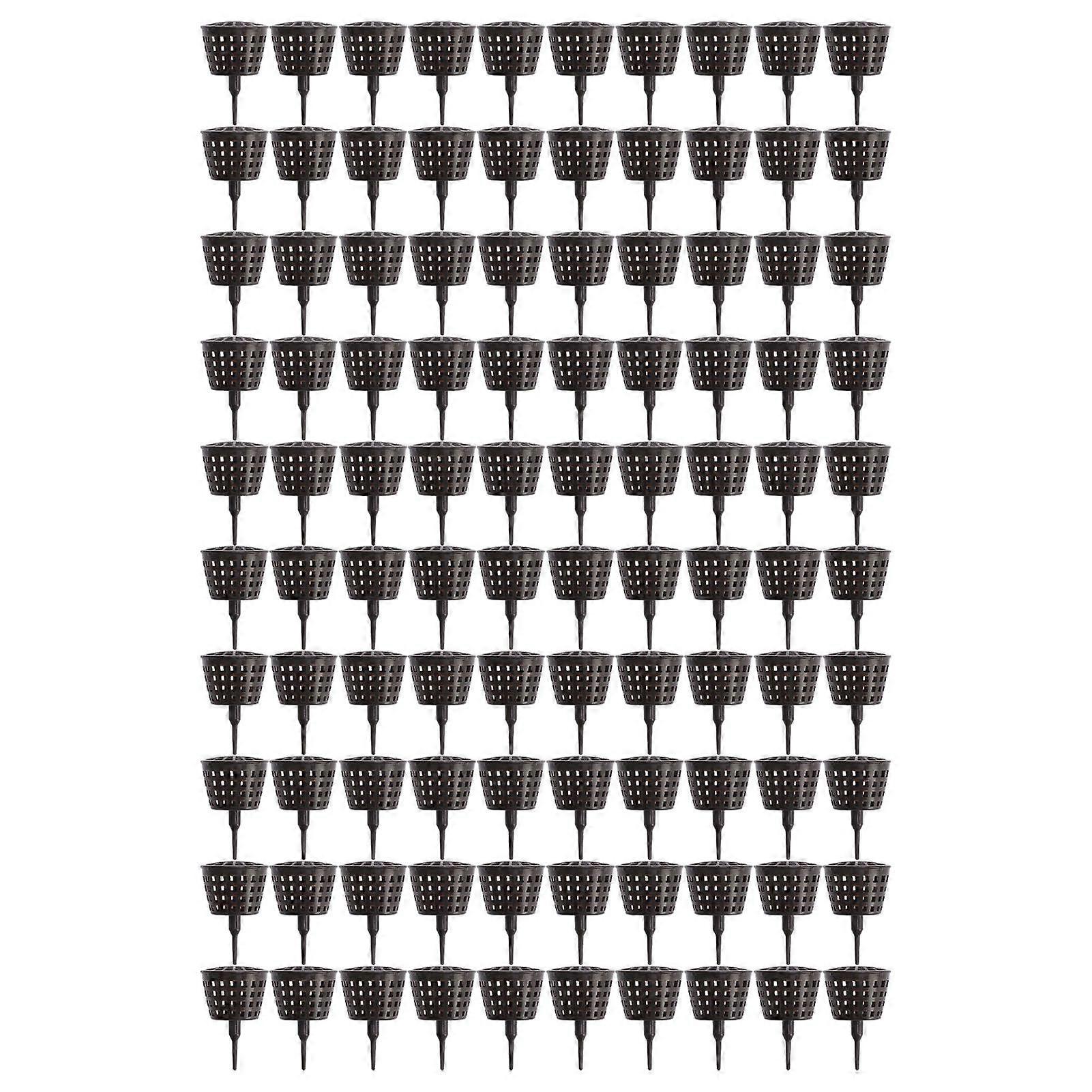 100PCS Plastic Fertilizer Mesh Basket with Lid Planting Fertilizer Net Pot for Succulent Orchid Bonsai Large Size with Lid