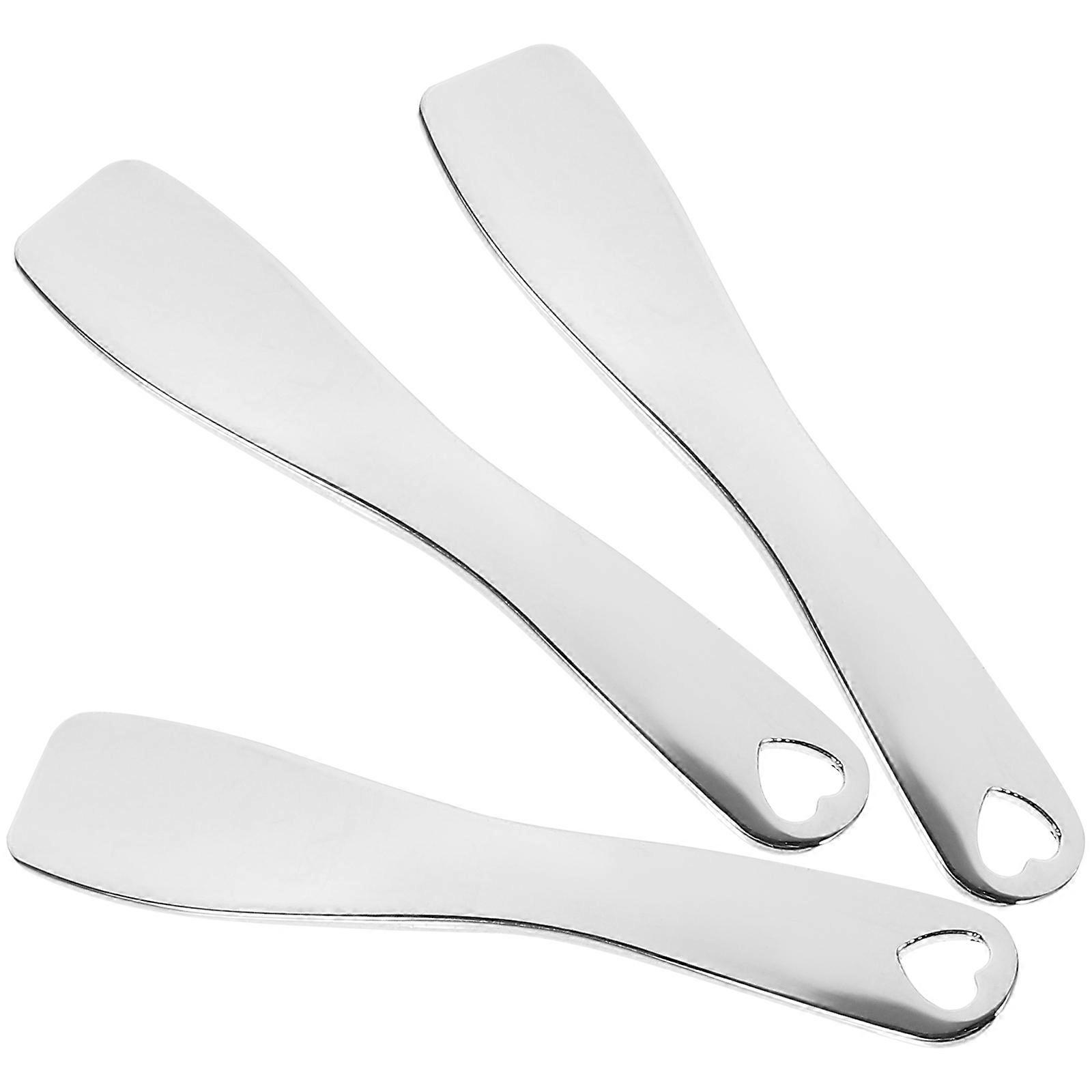 Eye Cream Applicator Stick Zinc Alloy Spoon for Massage 3Pcs Silver