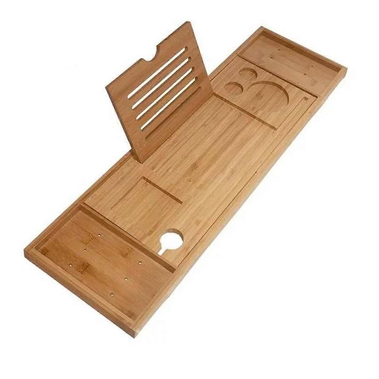 Bamboo Bath Caddy Bridge Extendable Spa Organizer With Tablet Phone Slots NonSlip Candle Mug Holder Shower Shelf