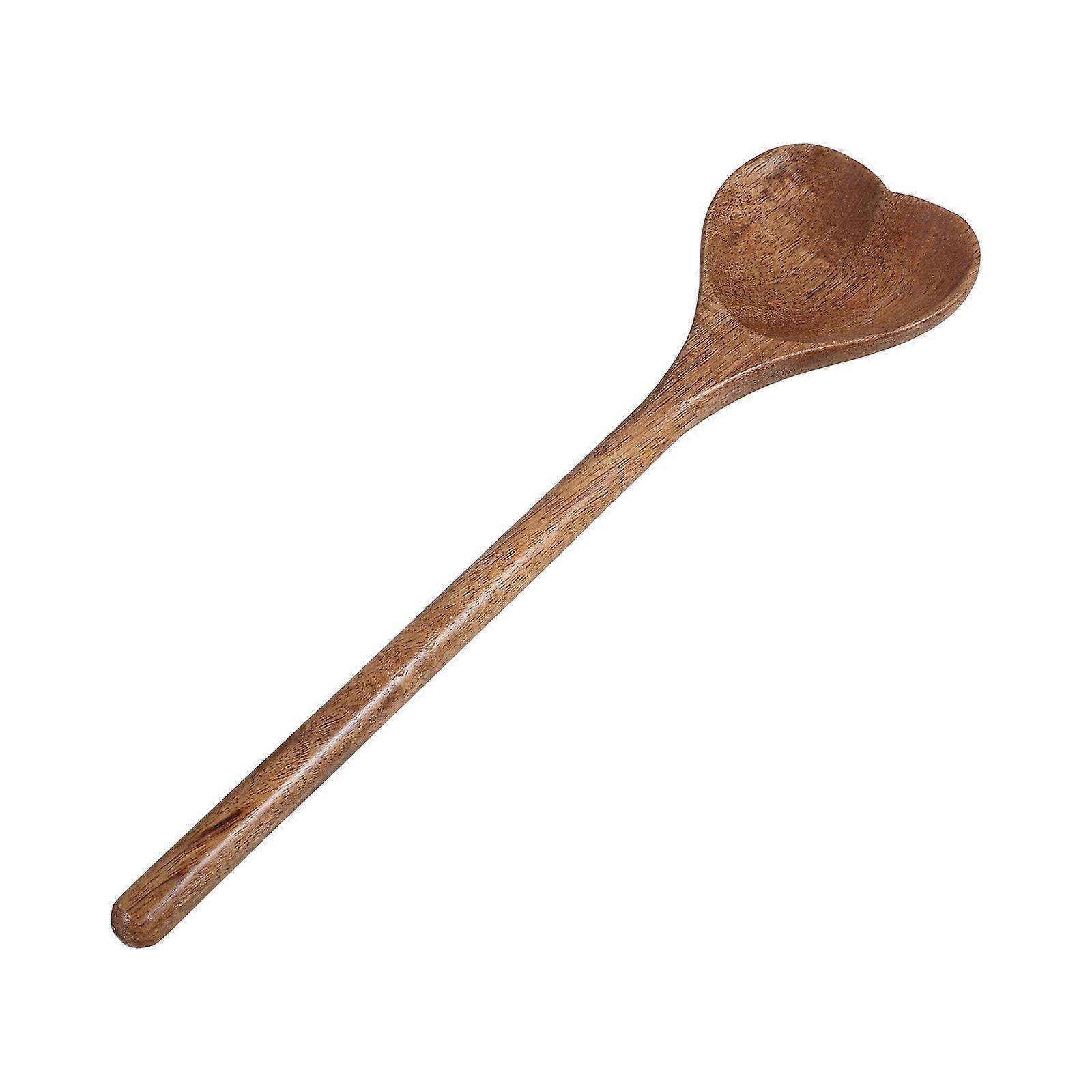Heart Shape Wooden Spoon For Serving Dessert And Jam Measuring Light Brown Simple Design 3Pcs