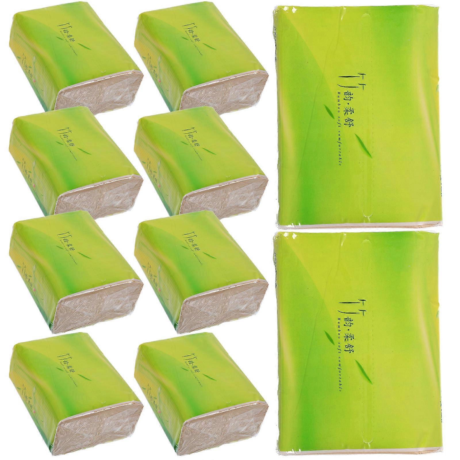 Tissue Paper Sheets Outdoor Extraction Type Papers Travel Bamboo Pulp Paper Practical Napkin Light Yellow 10 Packs