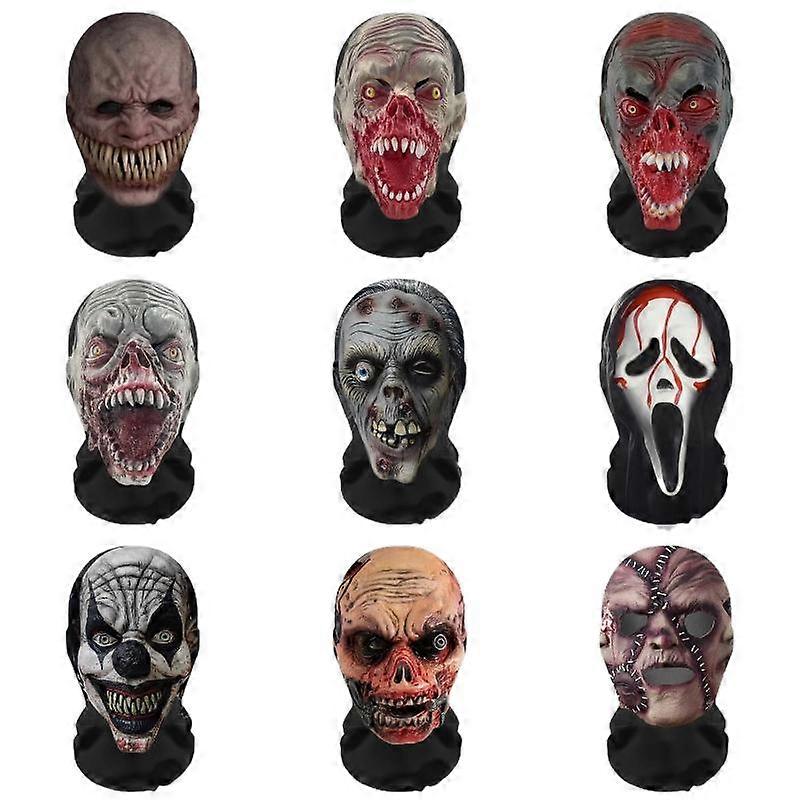 Halloween Ghost Face 3D Mask Balaclava Full Face Elastic Mesh Breathable Zombie Headcovers Horror Party Halloween Cosplay Props