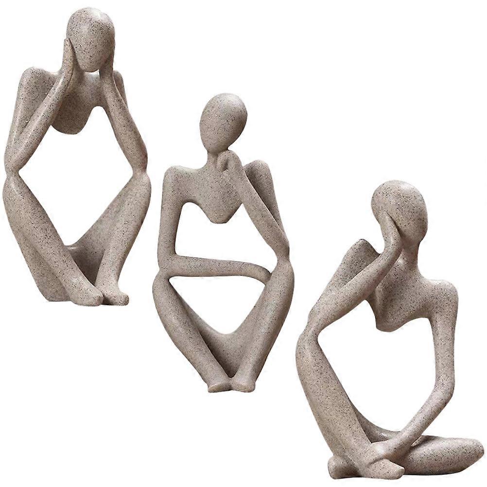 Thinker Statue Abstract Decor For Home And Office 6Pcs Modern Style Artistic Ornament Grey