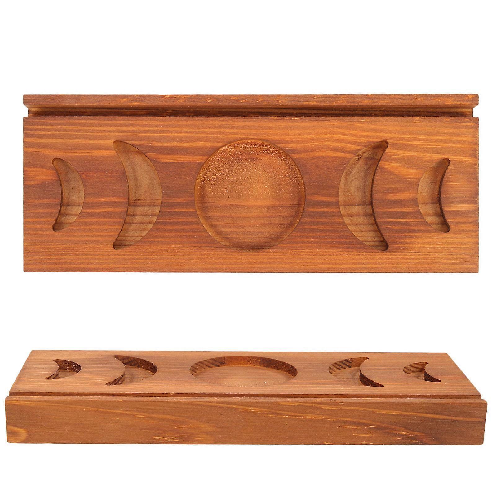 Wooden Tarot Card Display Bracket Moon Pattern Holder for 5Pcs Cards