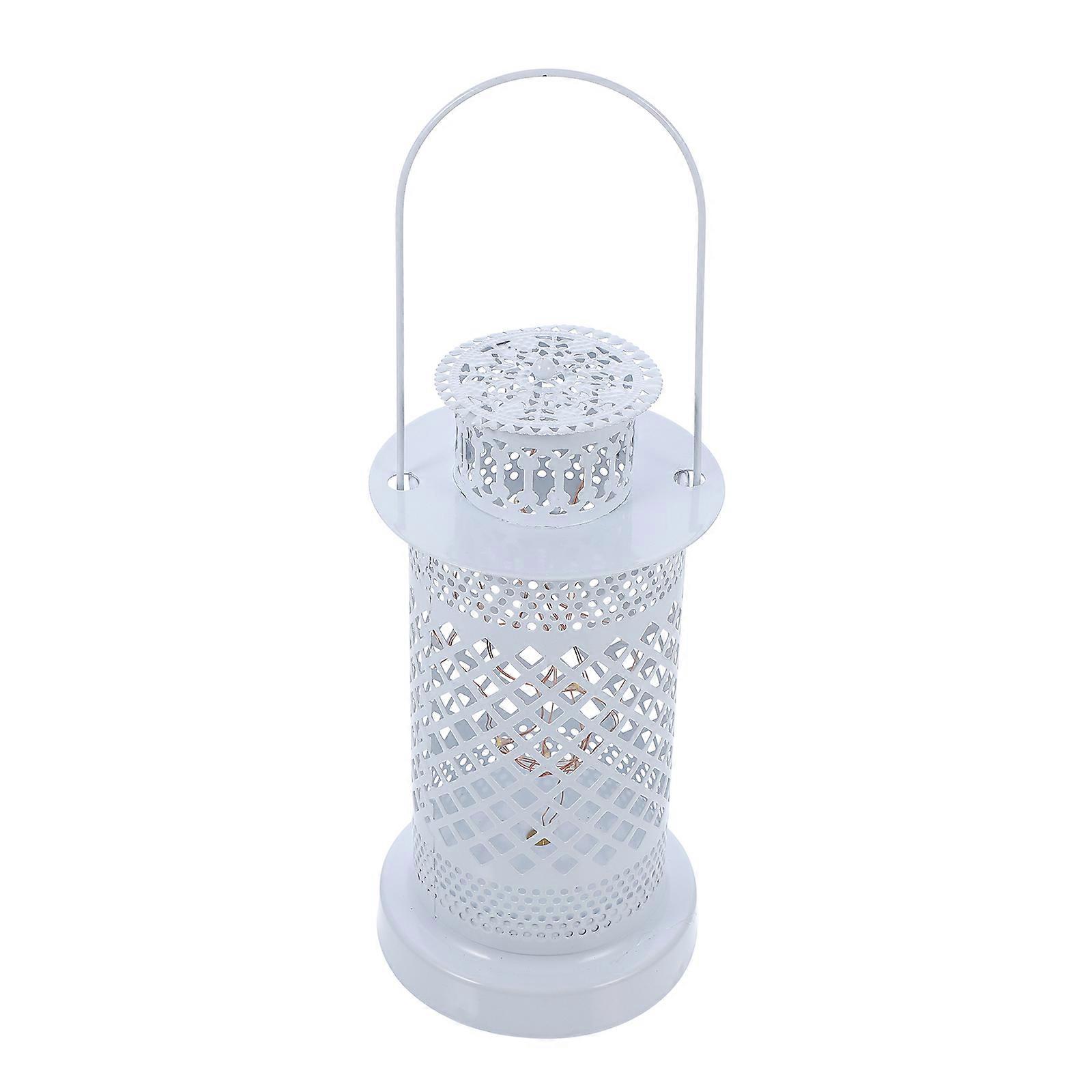 White Iron Wrought Wind Light for Decoration Hollow Courtyard Lantern