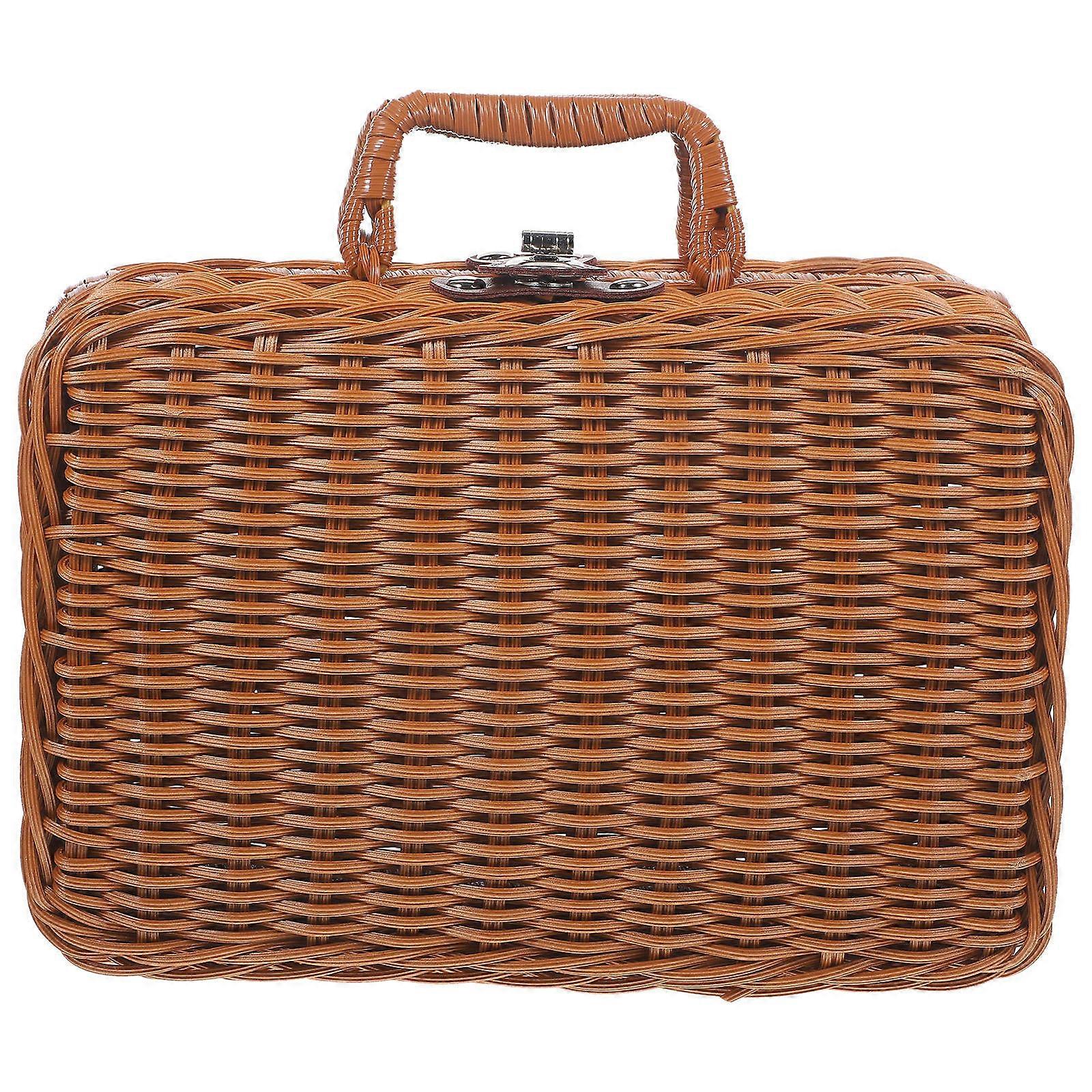 Simulated Rattan Handwoven Case Woven Suitcase for Storage 4Pcs Set