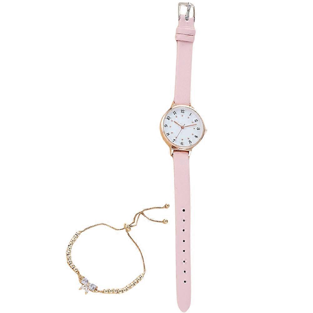 Γυναικείο Ρολόι Διακοσμητικό Βραχιόλι με Στρογγυλό Κράμα PU Κομψό Αξεσουάρ για Πάρτι 1 Σετ