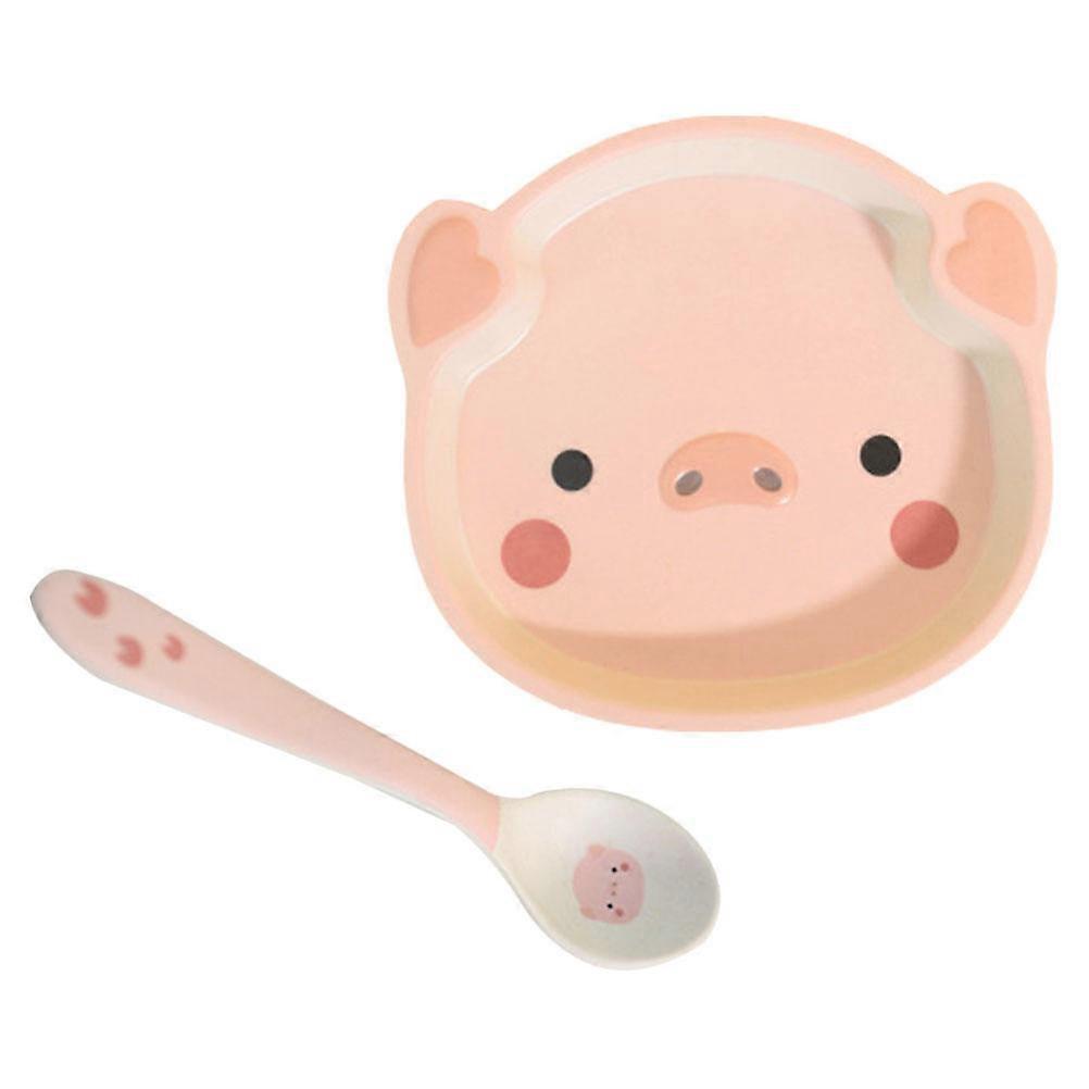 Pig Dinnerware Adorable Design Household Users Pink Synthetic Material Breakfast And Dinner 2Pcs