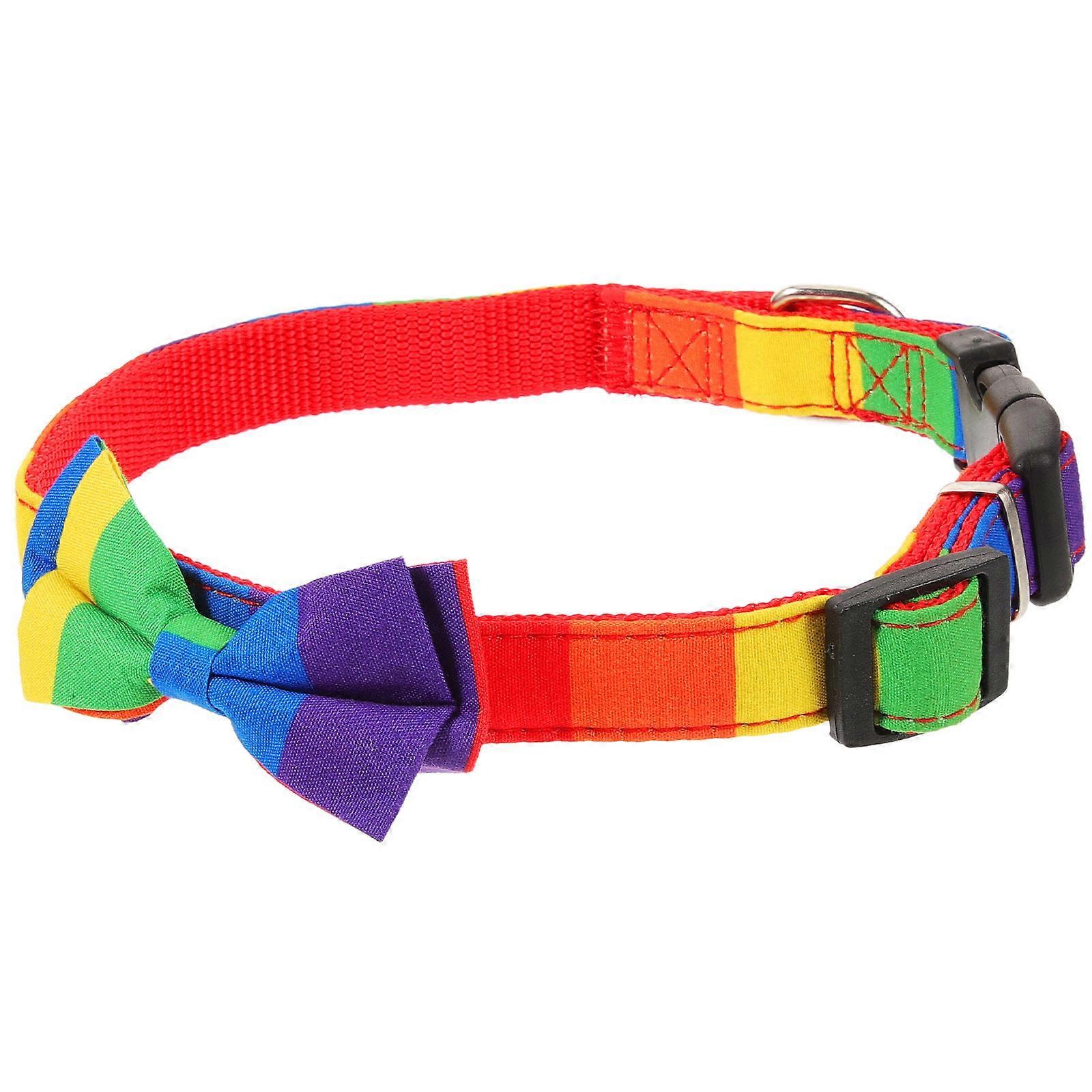 Rainbow Dog Collar Adjustable Small Dog Collar 3Pcs Comfortable Fabric