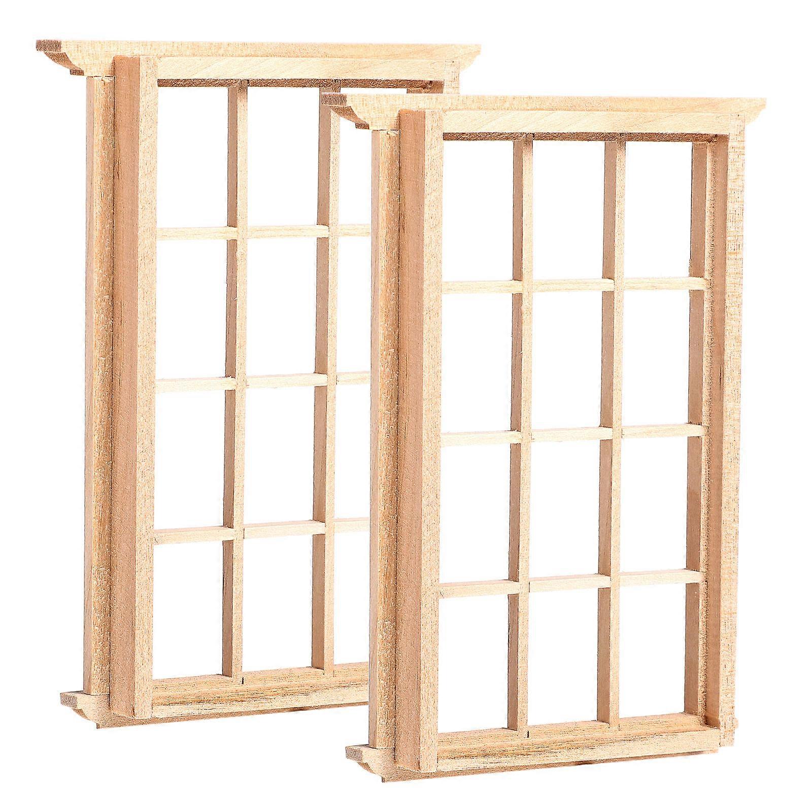 Mini Window Frame Model for Decoration 4Pcs Doll House Miniatures