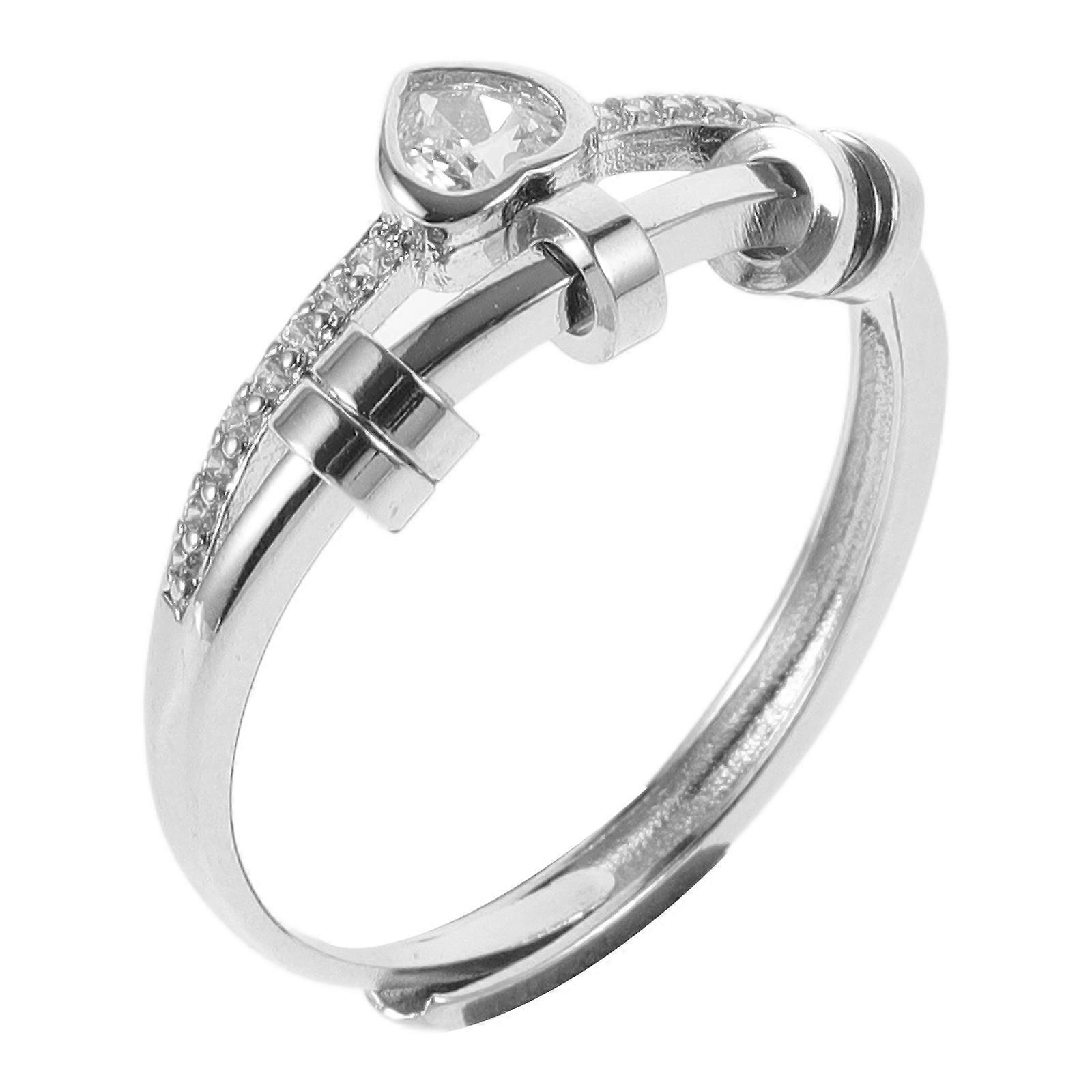 Double Layer Heart Rhinestone Ring Finger Ring for Women 5Pcs Set