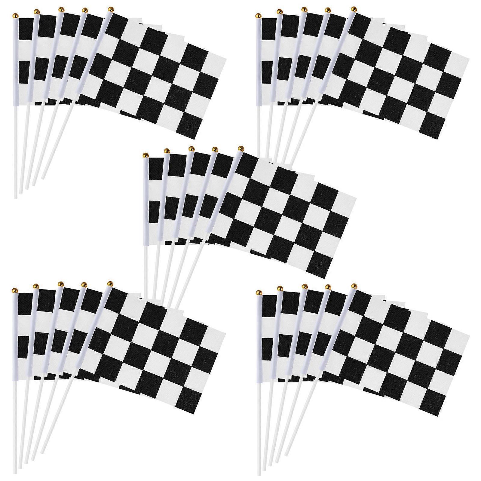 Black and White Flag 200Pcs Racing Game Supplies Standard Grid Symbol Sports Events Cheering Flags for Birthday and Theme Parties