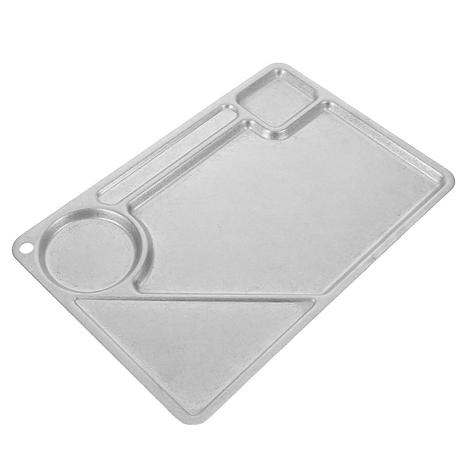 4Pcs Silver Stainless Steel Divided Plate for Serving Dinner and Appetizers