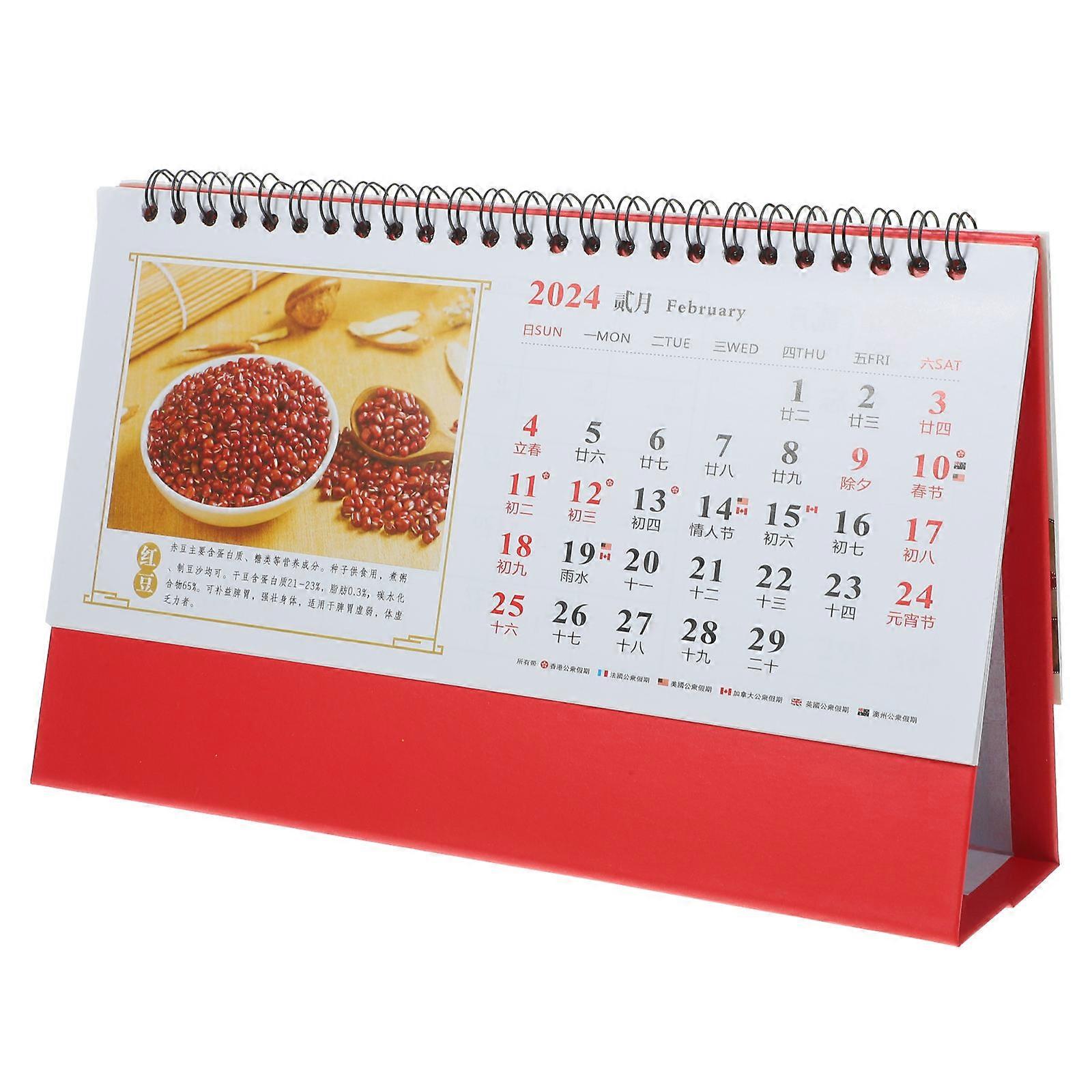2024 Desk Calendar Paper Material Spiral Binding for Office 3Pcs