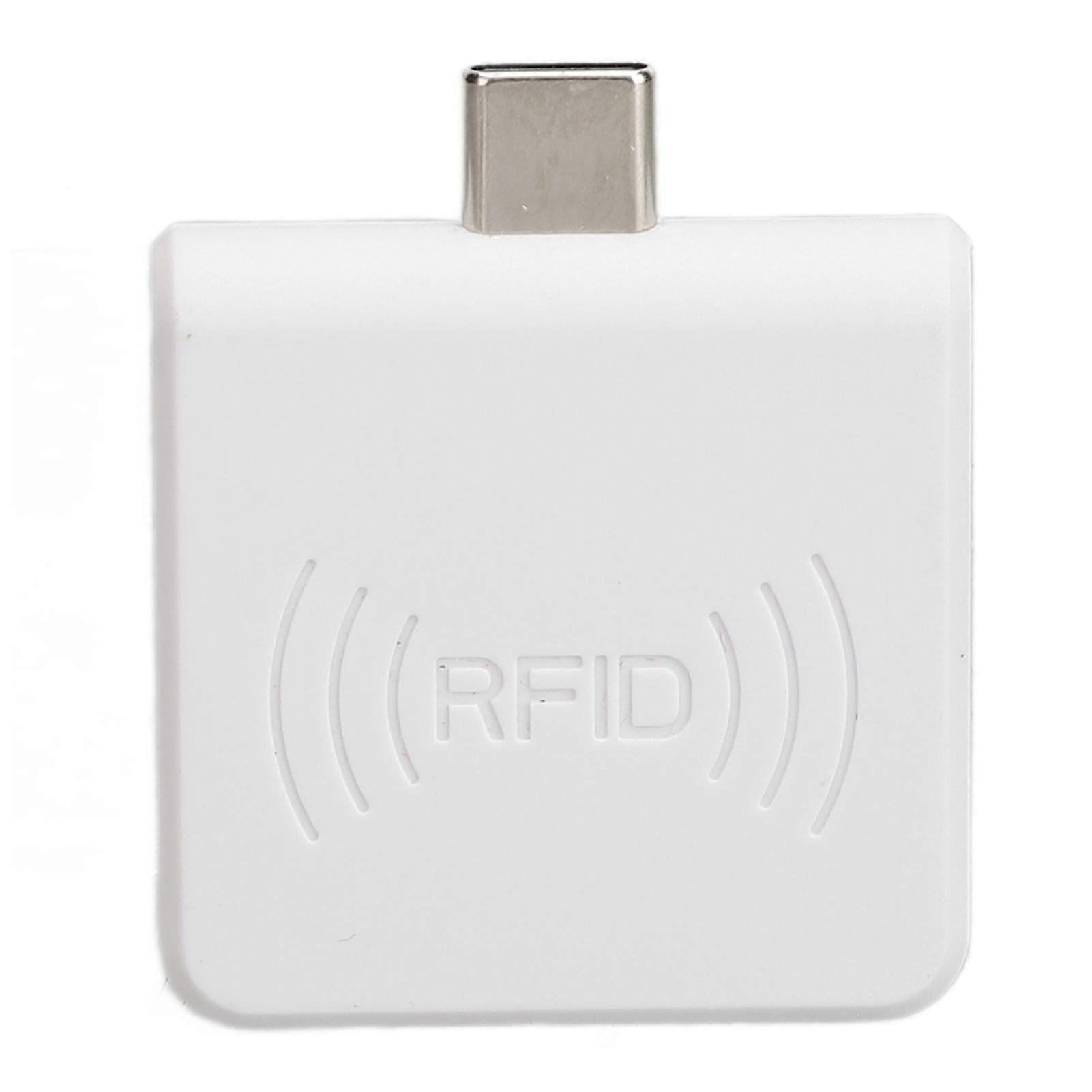 Radio Frequency Identification Card Reader 13.56Mhz Type C IC Card Reader Contactless Mobile Phone Card Reader for Windows White