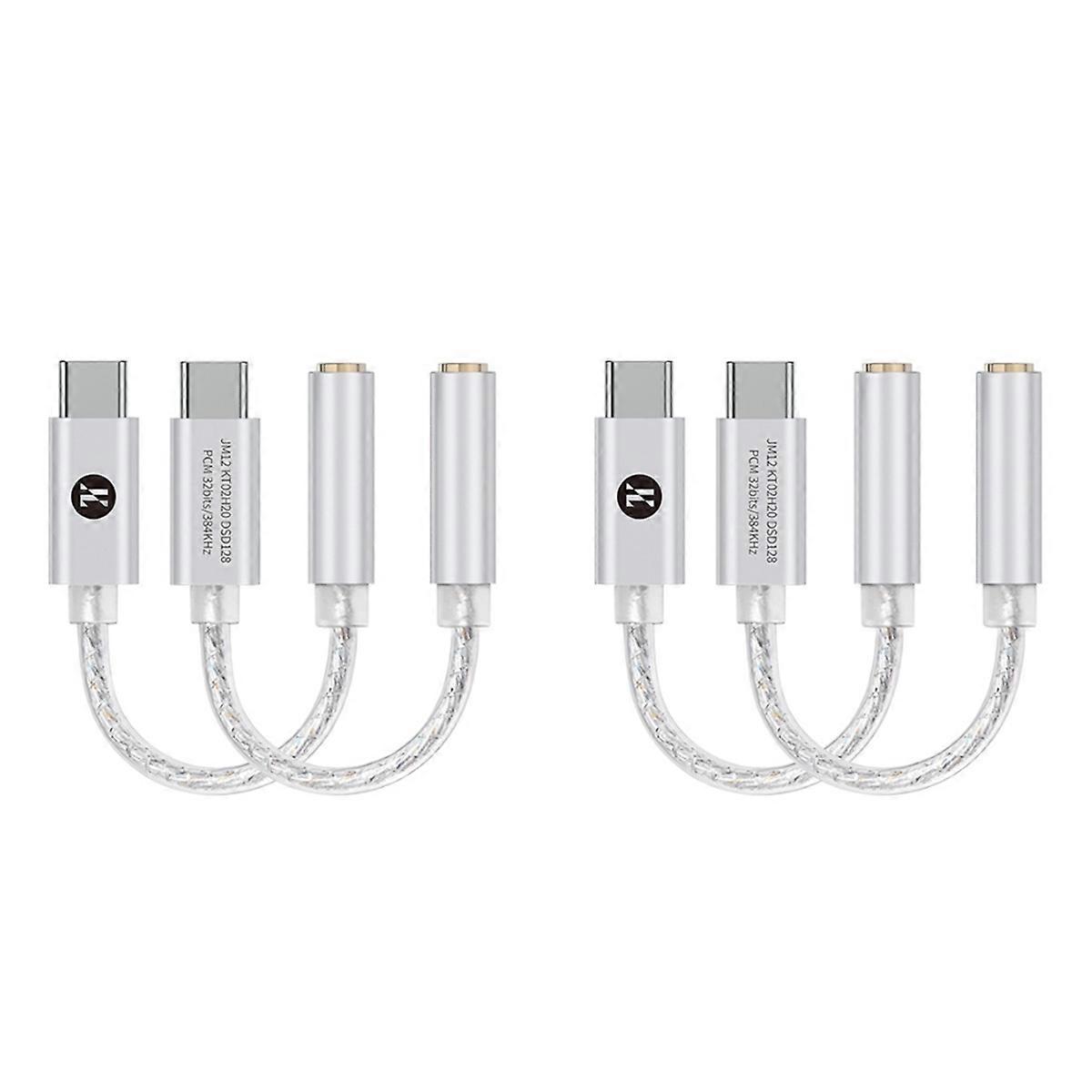 2X JM12 Digital Audio Decoding Adapter Headphone Amplifier Small Tail KT02H20 TYPEC to 3.5mm