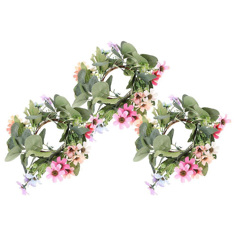 Green Candle Wreath Artificial Eucalyptus Leaves Decoration 9Pcs