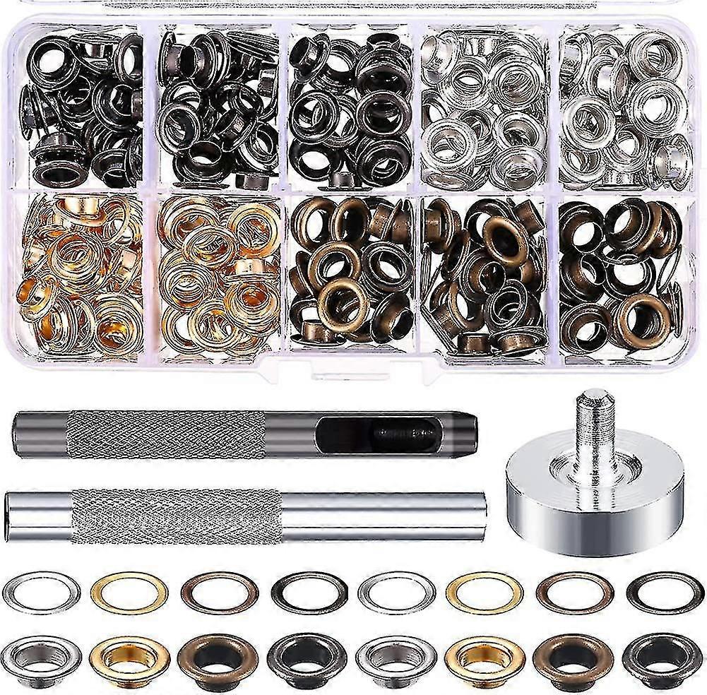 1/4 Inch Grommets Kit 200 Sets Grommets Eyelets With 3 Pieces Install Tool Kit