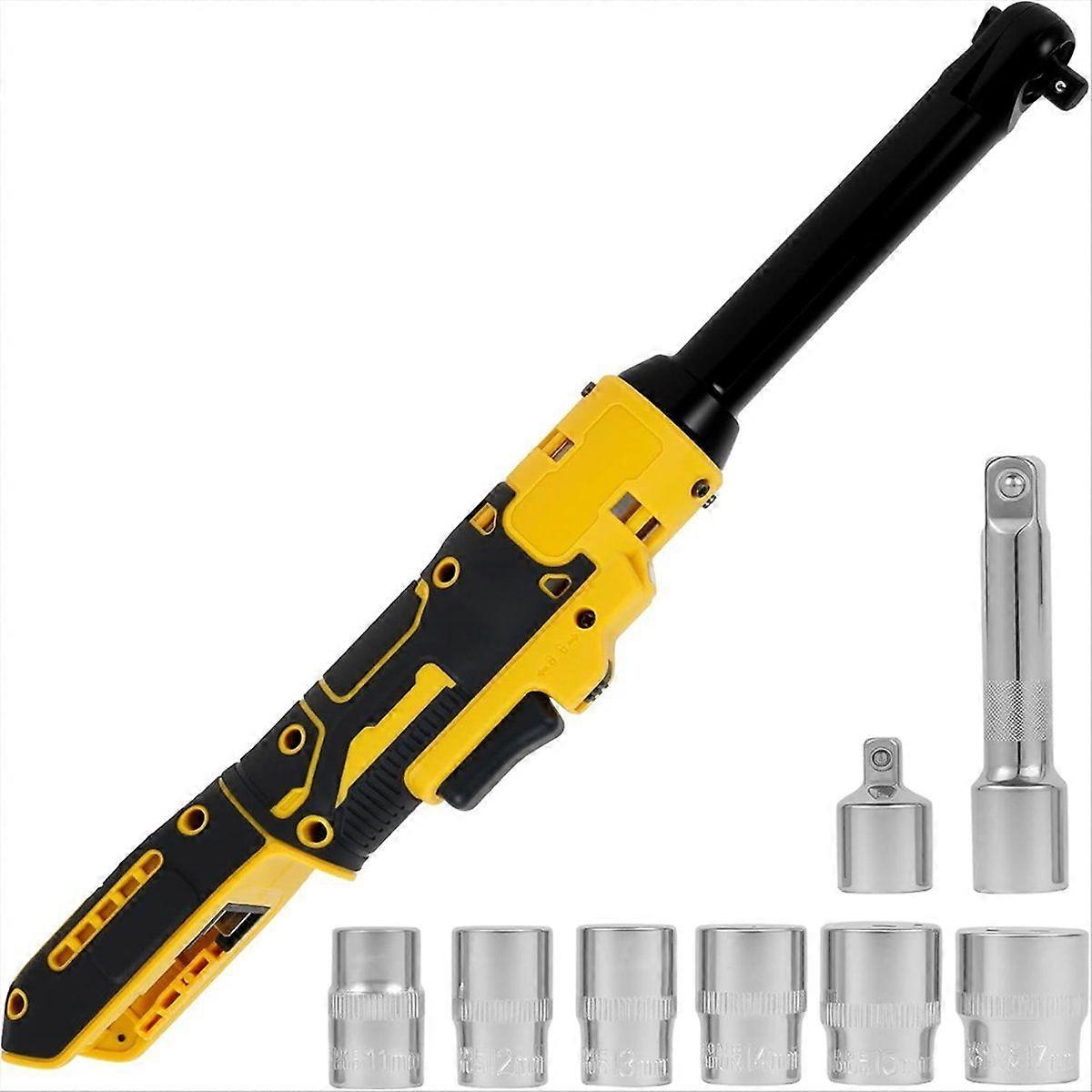 Cordless Ratchet Wrench Set, 3/8In-20V 110Ft Electric Variable Speed Ratchet Wrench with 7 Sockets,Extended Ratchet Tool