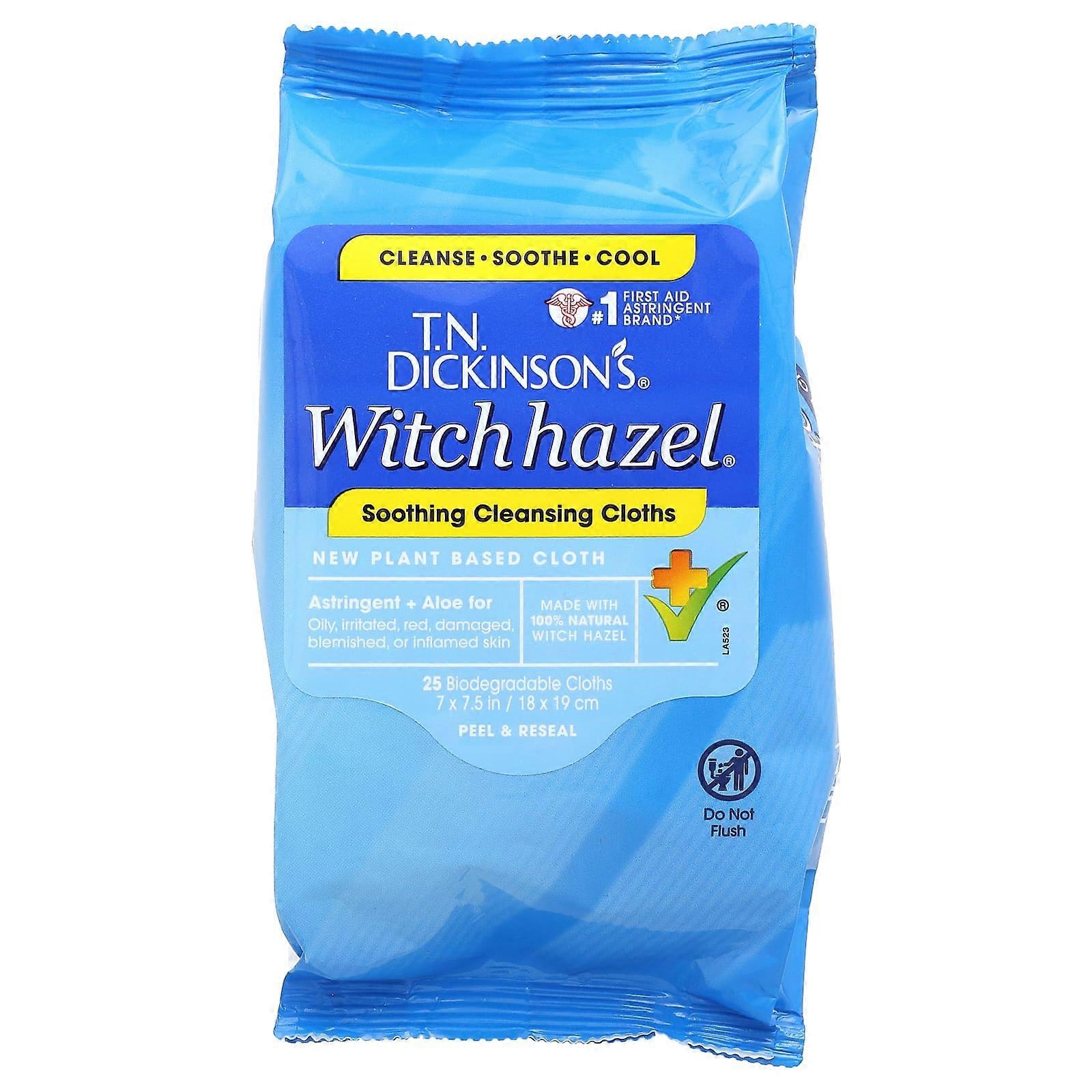 Witch Hazel, Soothing Cleansing Cloths, 25 Biodegradable Cloths