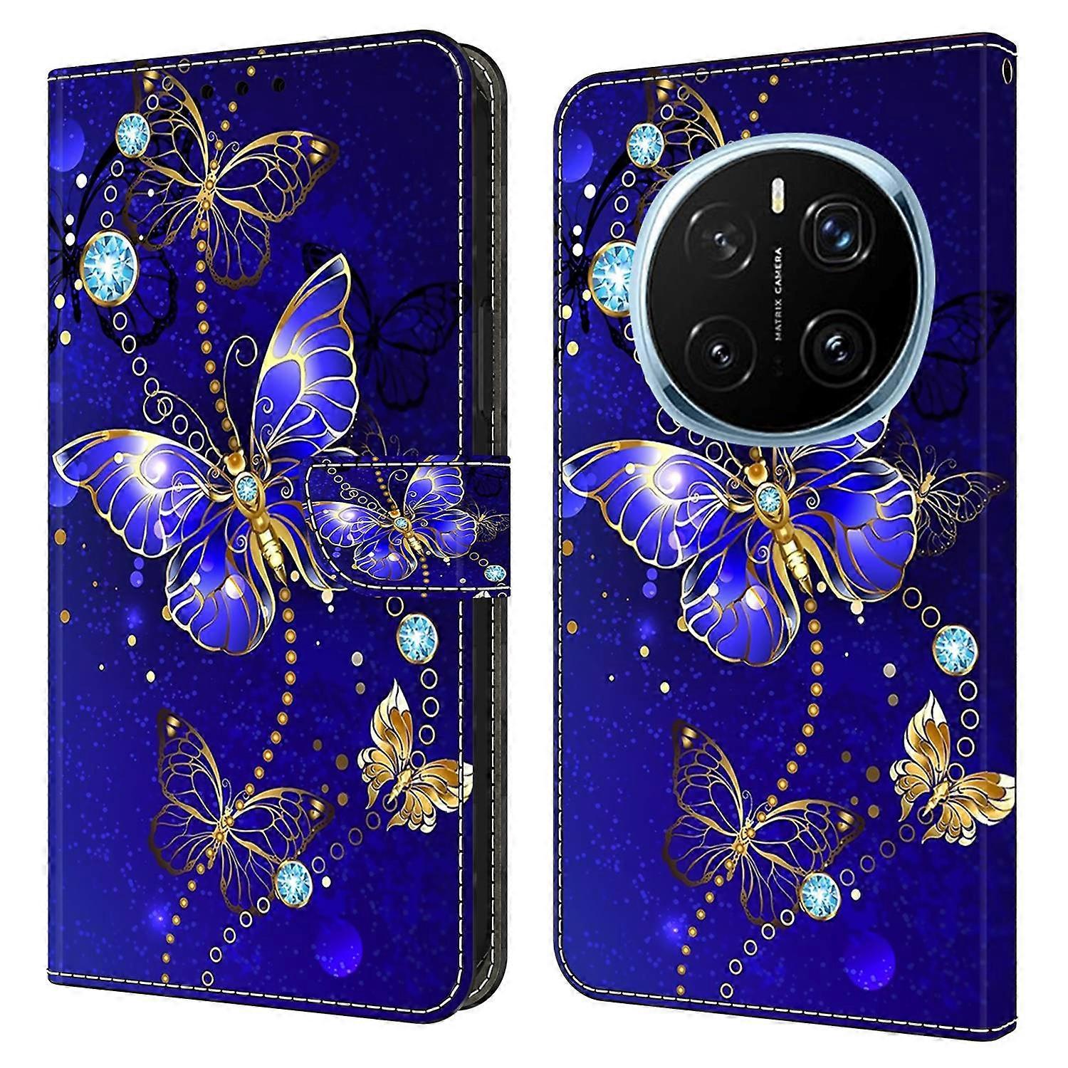 لغطاء هاتف محفظة محفظة جلد PU من Honor Magic7 Pro 5G بنمط ثلاثي الأبعاد مع حامل
