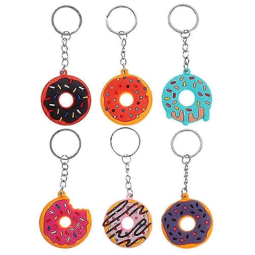 6pcs Simulation Doughnut Keychain Bag Hanging Charm Doughnut Design Pendant
