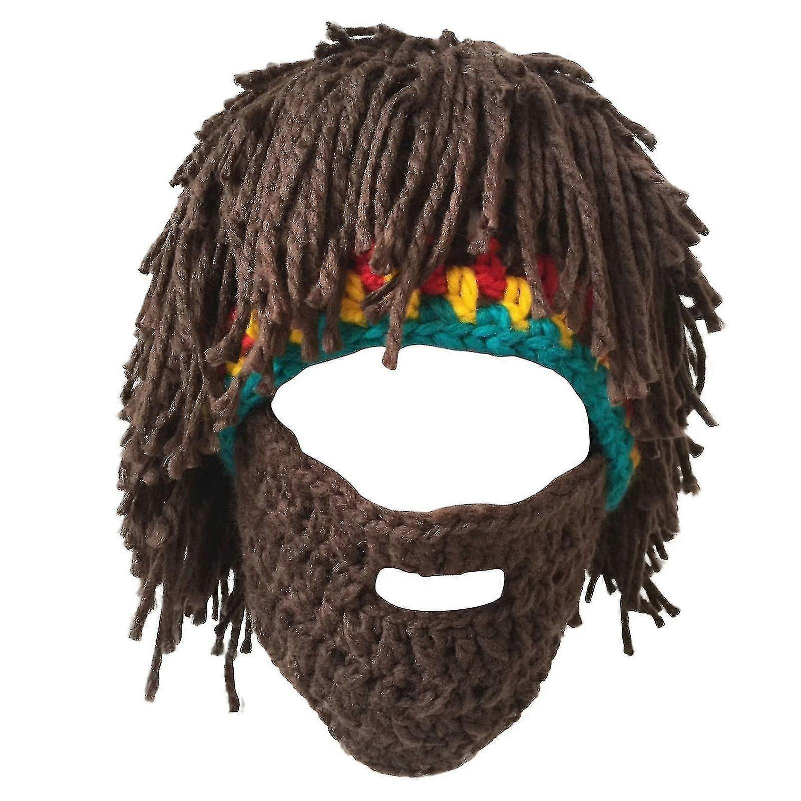 Funny Handcraft Knitted Caps Spoof Bearded Hats Handmade Wig Beanie Fake