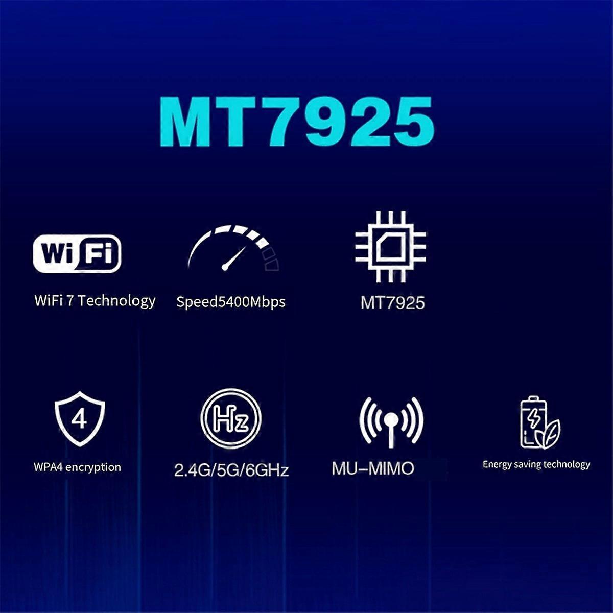 MT7925 WIFI 7 Card+Antennas with Baffles 5400Mbps M.2 Triple Band