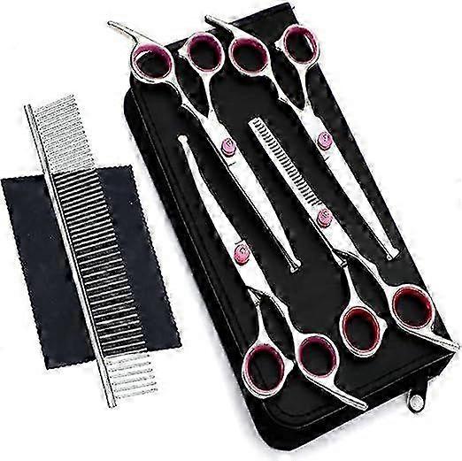 7pcs Professional Dog Scissors Set, Stainless Steel with Round Safety Tip