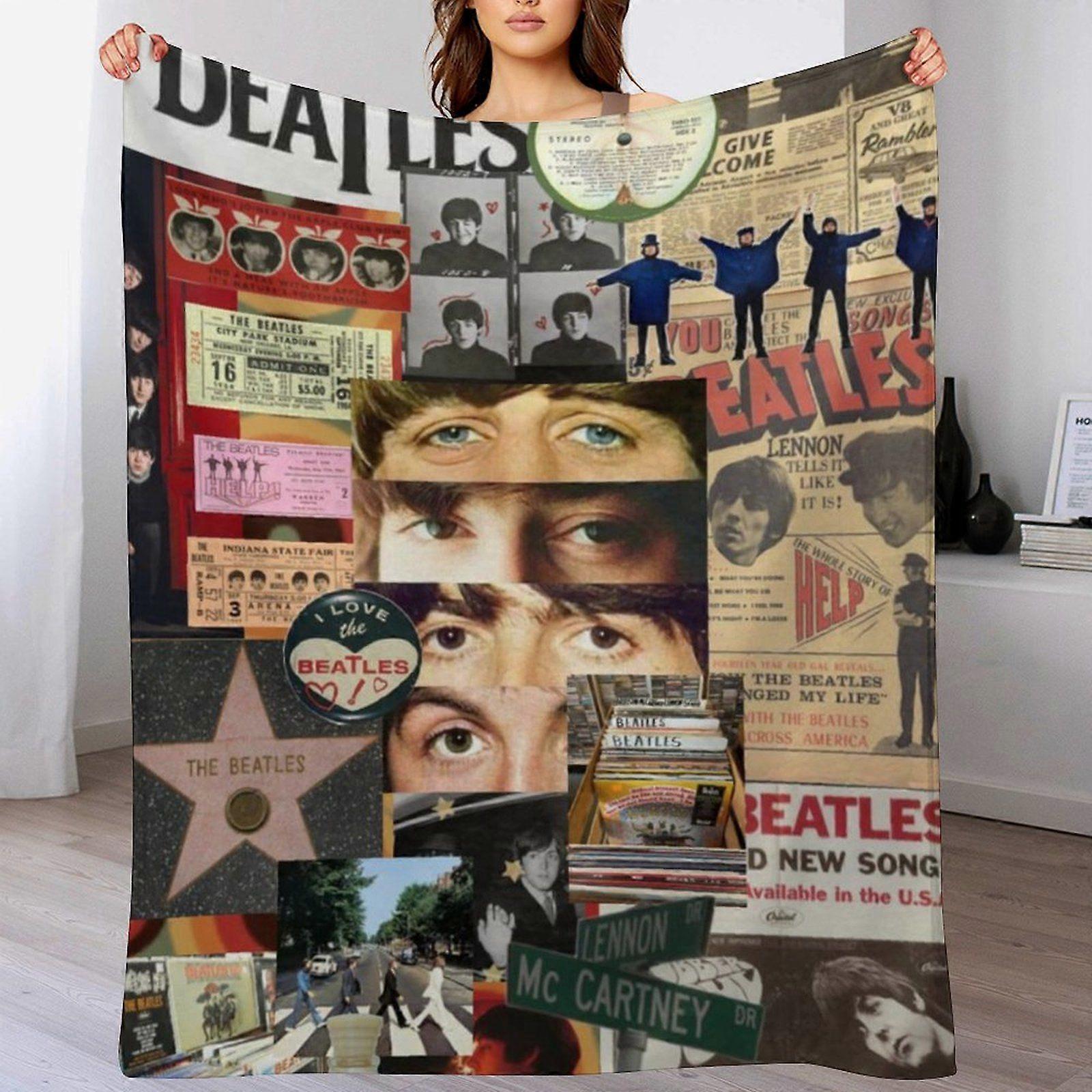 The beatles Warm Velvet Blanket for Sofa Lounge Car Chilly Weather Anti-Wrinkle Soft Touch Breathable