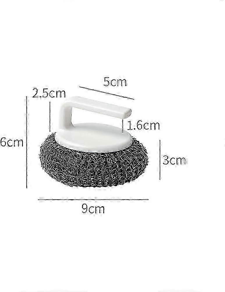 Scrubbing pad with Handle Stainless Steel 2 Pack (Black+White)