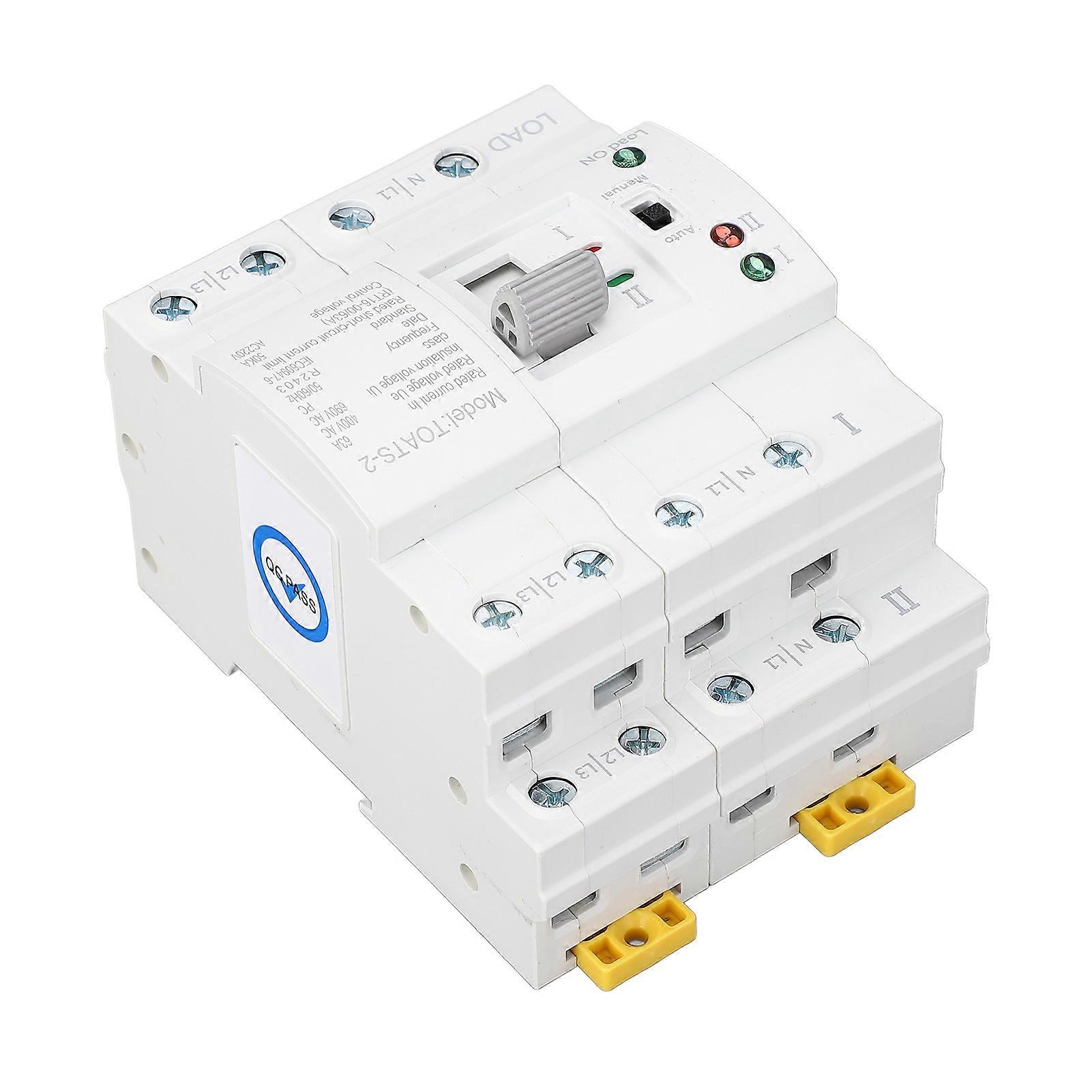 Dual Power Automatic Transfer Switch 4P 63A Emergency Generator Changeover Switch for Home 220V