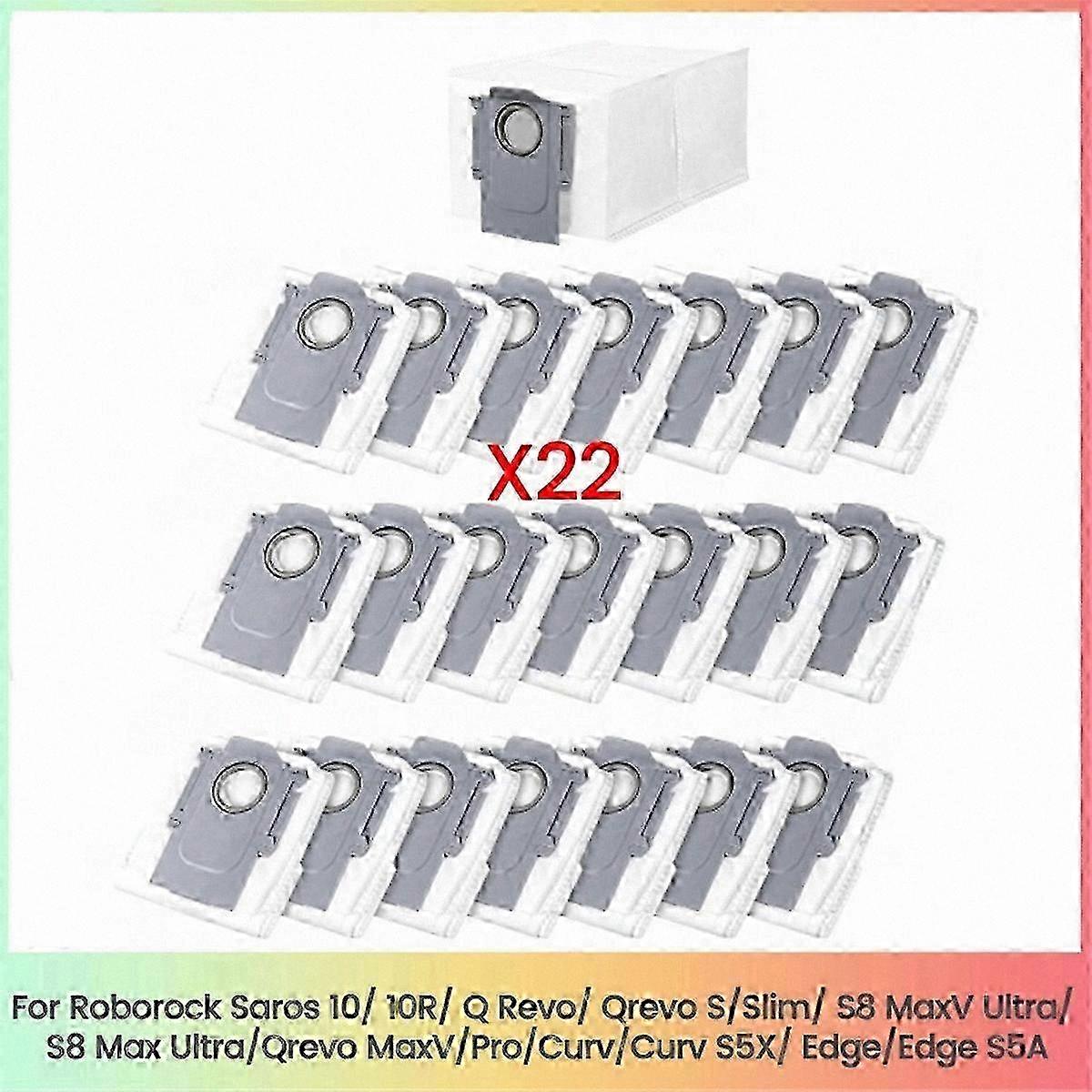 Pacote com 22 Sacos de Pó de Substituição para Modelos de Aspirador Roborock Saros 10/10R, Q Revo, Qrevo S/Slim-Compatible