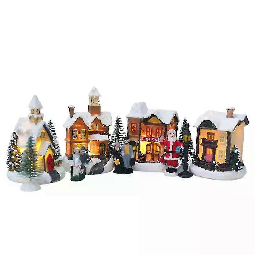 Christmas Village Sets Resin Christmas Decoration with LED Light Christmas Village Houses Christmas Scene Village House City With